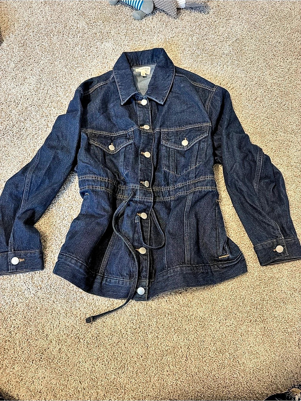 Universal Thread Drawstring Waist Denim Jacket Blue XXL
